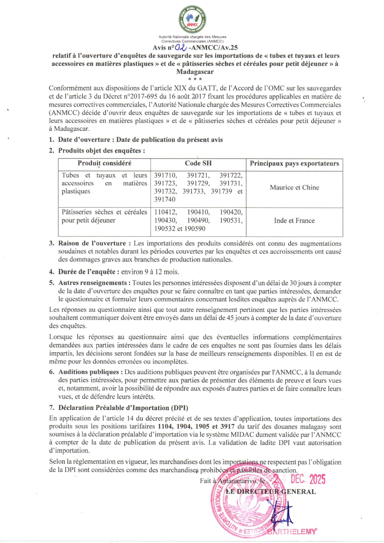 AVIS TUYAUX, PATISSERIE SECHE ET CEREALES